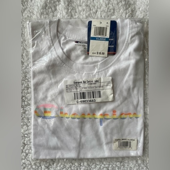 Champion Youth T Shirt White Rainbow Logo Size XL - Picture 2 of 4